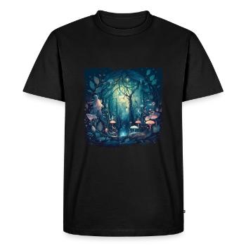 Enchanting fairytale forest with enchanted mushrooms - Men's Premium Organic T-Shirt - black - Front - Nico (187cm)