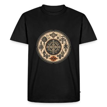 Viking coin with symbols and Celtic knots - Men's Premium Organic T-Shirt - black - Front - Nico (187cm)