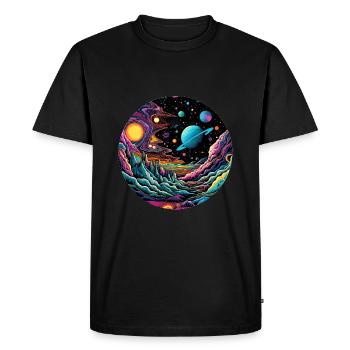 Surrealist space artwork with planets - Men's Premium Organic T-Shirt - black - Front - Nico (187cm)