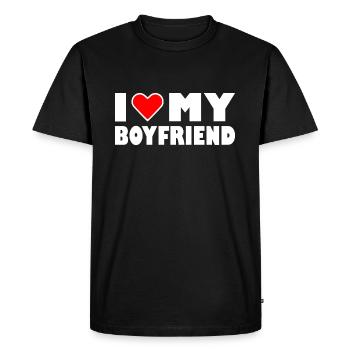 love my I heart my boyfriend - T-shirt Premium bio Homme - noir - Devant - Nico (187cm)