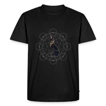Chat égyptien Géométrie sacrée - T-shirt Premium bio Homme - noir - Devant - Nico (187cm)