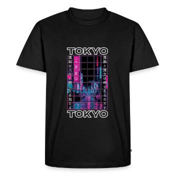 Japon Années 80 Rétro Tokyo Esthétique Vaporwave - T-shirt Premium bio Homme - noir - Devant - Nico (187cm)