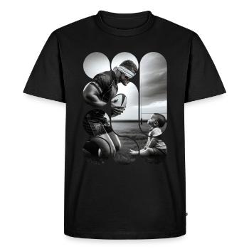 ok 4Rugby et Héritage Noir et Blanc - T-shirt Premium bio Homme - noir - Devant - Nico (187cm)