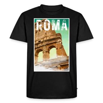 Affiche de voyage vintage à Rome avec l’amphithéâtre - T-shirt Premium bio Homme - noir - Devant - Nico (187cm)