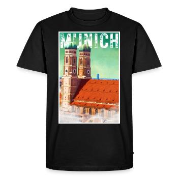 Affiche de voyage vintage de Munich avec la Frauenkirche - T-shirt Premium bio Homme - noir - Devant - Nico (187cm)