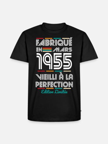 70-vuotisjuhla - valmistettu maaliskuussa 1955 - Premium luomulaatuinen miesten t-paita - musta
