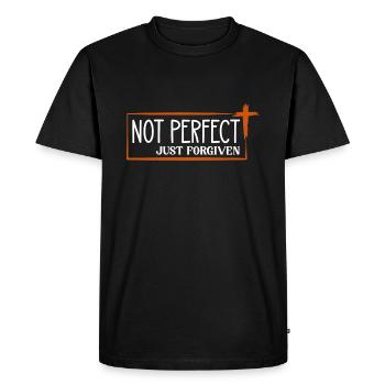 Messages de la Bible Vient d’être pardonné - T-shirt Premium bio Homme - noir - Devant - Nico (187cm)