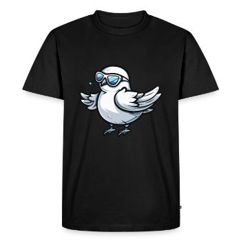 Colombe oiseau animal cool - T-shirt Premium bio Homme - noir - Devant - Nico (187cm)