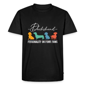 Personnalité de teckel sur quatre pattes - T-shirt Premium bio Homme - noir - Devant - Nico (187cm)