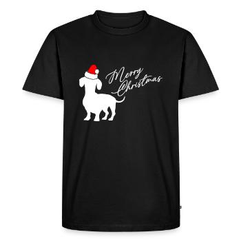 Joyeux Noël teckel avec bonnet de Père Noël - T-shirt Premium bio Homme - noir - Devant - Nico (187cm)
