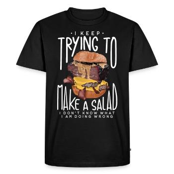 Mon échec à faire une salade - T-shirt Premium bio Homme - noir - Devant - Nico (187cm)