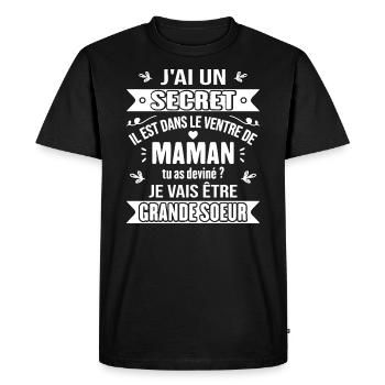 Enfant Annonce Grossesse Grande Sœur Fille Enfant - T-shirt Premium bio Homme - noir - Devant - Nico (187cm)