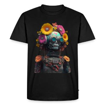 Flower Power Robot - T-shirt Premium bio Homme - noir - Devant - Nico (187cm)
