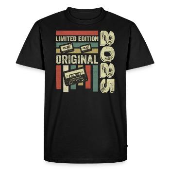 Millésime 2025 - Citation d’anniversaire rétro 2025 - T-shirt Premium bio Homme - noir - Devant - Nico (187cm)