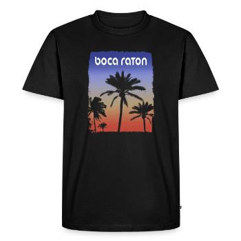 Boca Raton Floride coucher de soleil vacances Souvenir Palm - T-shirt Premium bio Homme - noir - Devant - Nico (187cm)