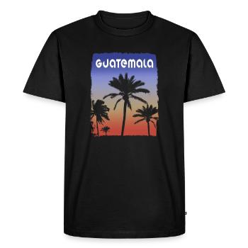 Guatemala coucher de soleil vacances souvenir palmier - T-shirt Premium bio Homme - noir - Devant - Nico (187cm)