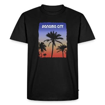 Panama City Florida Sunset Vacation Souvenir Palm - Men's Premium Organic T-Shirt - black - Front - Nico (187cm)