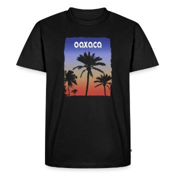 Oaxaca Mexico Sunset Vacation Souvenir Palm Tree - Men's Premium Organic T-Shirt - black - Front - Nico (187cm)