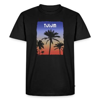 Tulum Mexique coucher de soleil vacances Souvenir palmier - T-shirt Premium bio Homme - noir - Devant - Nico (187cm)