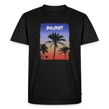 Phuket Thailand Sunset Vacation Souvenir Palm Tree - Men's Premium Organic T-Shirt - black - Front - Nico (187cm)