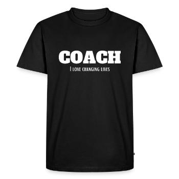Formation des entraîneurs Dicton du formateur - T-shirt Premium bio Homme - noir - Devant - Nico (187cm)