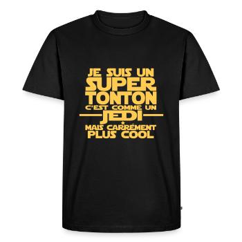 je suis un super tonton comme un jedi - T-shirt Premium bio Homme - noir - Devant - Nico (187cm)