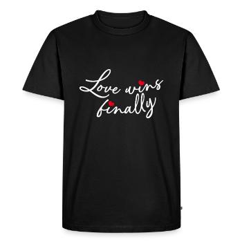 Love finally wins - Men's Premium Organic T-Shirt - black - Front - Nico (187cm)