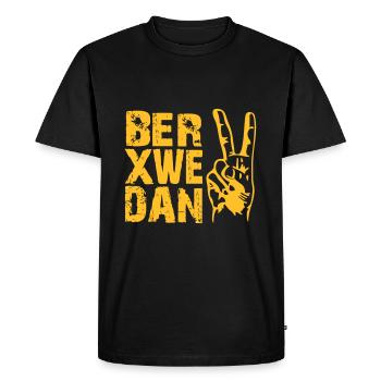 Berxwedan Peace - Männer Premium Bio T-Shirt - Schwarz - Vorne - Nico (187cm)