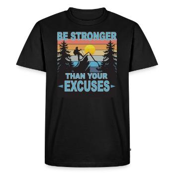 Plus fort que les excuses lors de la randonnéeBre - T-shirt Premium bio Homme - noir - Devant - Nico (187cm)