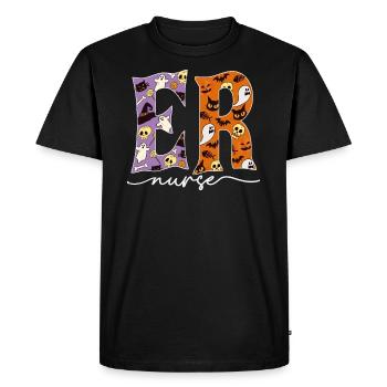 ER Nurse Boho Skeleton Spooky Vibes Halloween - Men's Premium Organic T-Shirt - black - Front - Nico (187cm)
