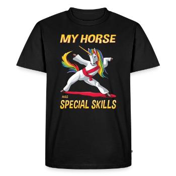 Drôle de cheval licorne animal amour motif de sport équestre - T-shirt Premium bio Homme - noir - Devant - Nico (187cm)