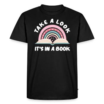 Livres Lecture Lecture Rat de bibliothèque Rat de bibliothèque Accro de bibliothèque - T-shirt Premium bio Homme - noir - Devant - Nico (187cm)