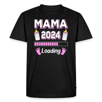 Maman 2024 Chargement Mère Fête des mères - T-shirt Premium bio Homme - noir - Devant - Nico (187cm)