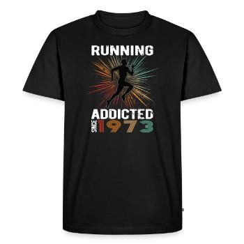 Running Vintage Running Addicted runner jogger 1973 - Men's Premium Organic T-Shirt - black - Front - Nico (187cm)