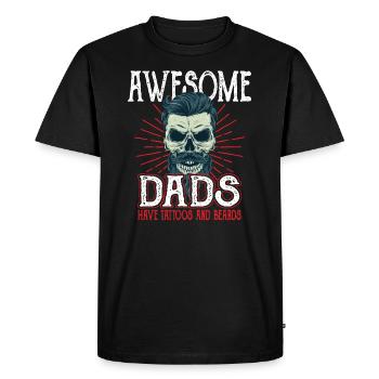Les papas géniaux ont des tatouages Barbes Père Tatouage Barbe - T-shirt Premium bio Homme - noir - Devant - Nico (187cm)