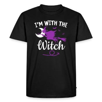 Halloween Men Witch Je suis avec la sorcière - T-shirt Premium bio Homme - noir - Devant - Nico (187cm)