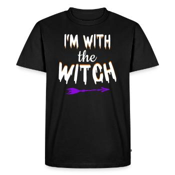 Halloween Men Witch Je suis avec la sorcière - T-shirt Premium bio Homme - noir - Devant - Nico (187cm)