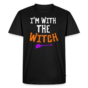 Halloween Men Humour Je suis avec la sorcière - T-shirt Premium bio Homme - noir - Devant - Nico (187cm)