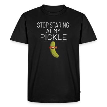 L’humour du concombre pour hommes arrête de regarder mon cornichon - T-shirt Premium bio Homme - noir - Devant - Nico (187cm)