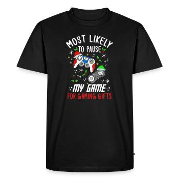 Christmas Gamer Pause My Game For Gaming Gifts - Men's Premium Organic T-Shirt - black - Front - Nico (187cm)