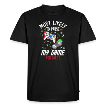 Christmas Gamer Gaming Pause My Game For Gifts - Men's Premium Organic T-Shirt - black - Front - Nico (187cm)