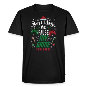 Christmas Gamer Gaming Pause My Game For Gifts - Men's Premium Organic T-Shirt - black - Front - Nico (187cm)