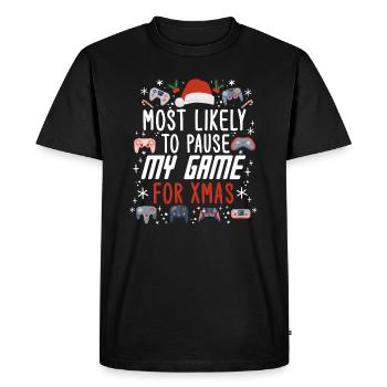 Christmas Gamer Gaming Pause My Game For Xmas - Men's Premium Organic T-Shirt - black - Front - Nico (187cm)