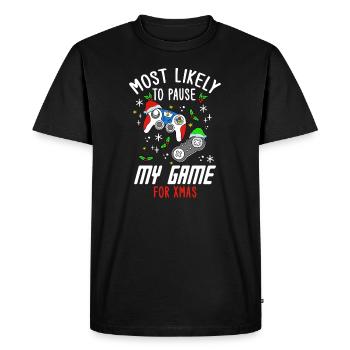 Christmas Gamer Gaming Pause My Game For Xmas - Men's Premium Organic T-Shirt - black - Front - Nico (187cm)