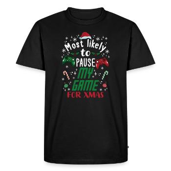 Christmas Gamer Gaming Pause My Game For Xmas - Men's Premium Organic T-Shirt - black - Front - Nico (187cm)