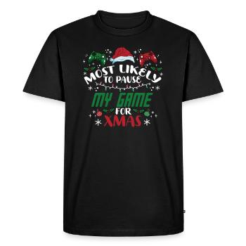 Christmas Gamer Gaming Pause My Game For Xmas - Men's Premium Organic T-Shirt - black - Front - Nico (187cm)