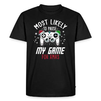 Christmas Gamer Gaming Pause My Game For Xmas - Men's Premium Organic T-Shirt - black - Front - Nico (187cm)