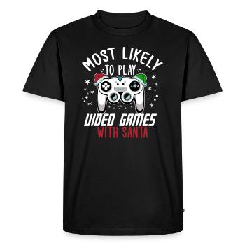 Noël Gamer Gaming Dire Humour Drôle Noël - T-shirt Premium bio Homme - noir - Devant - Nico (187cm)