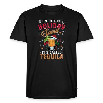 Noël, je suis plein de tequila des fêtes - T-shirt Premium bio Homme - noir - Devant - Nico (187cm)