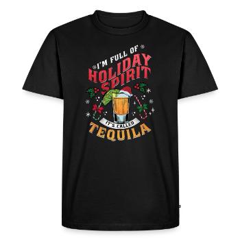 Noël, je suis plein de tequila des fêtes - T-shirt Premium bio Homme - noir - Devant - Nico (187cm)